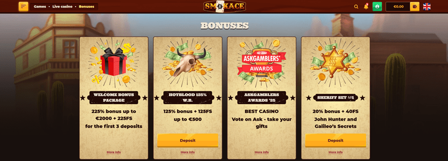 Bonuses & Promotions at Smokace Casino