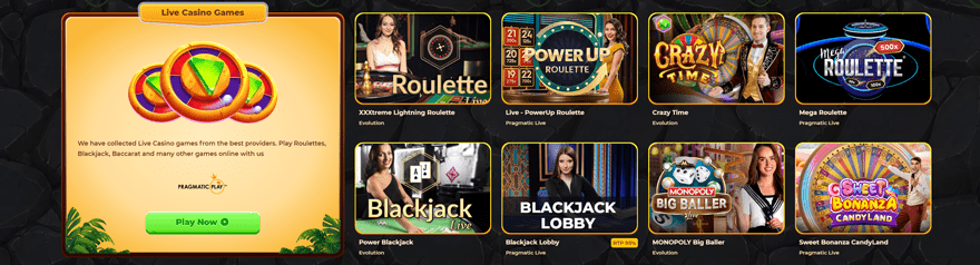 Top live casino games from evolution and pragmatic play