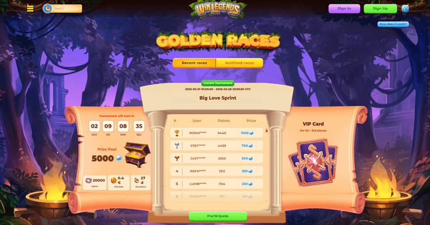 golden races at winlegends casino