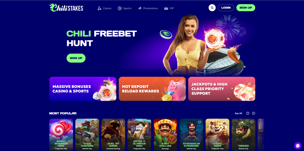 ChiliStakes Casino homepage screenshot, source: chilistakes.com