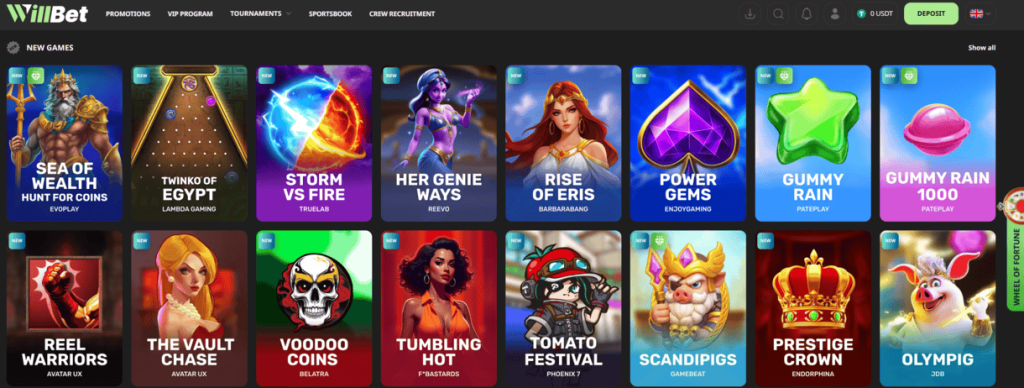 WillBet Game Selection