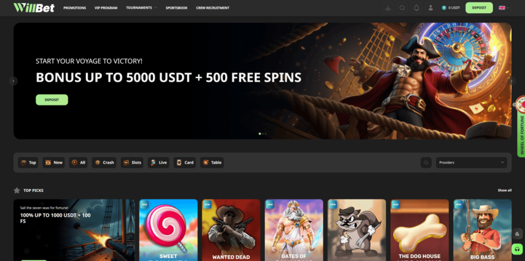 WillBet homepage