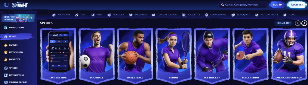 Games & Sportsbook at spinight casino