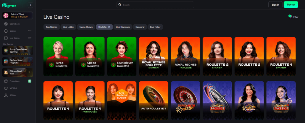 Mystbet Casino – Classic Meets Live Dealer Thrills
